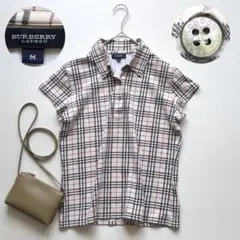 BURBERRY LONDON チェックポロシャツ 半袖 ストレッチ 綿混 上品