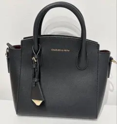 CHARLES & KEITH ダブルトップハンドルバッグ ショルダーバッグ 黒