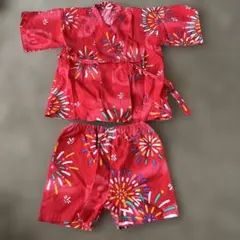 赤い花火模様の甚平セット　90