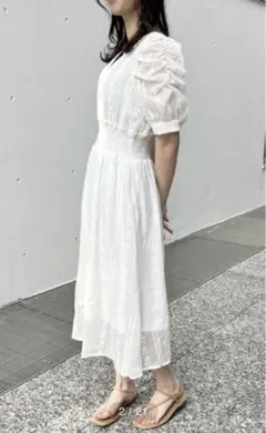 oneway 刺繍ギャザースリーブワンピース