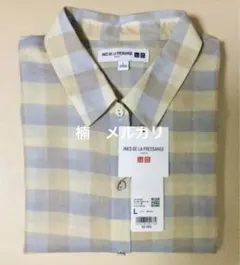 【新品・未使用】ユニクロ イネス コットンシアーチェックシャツ ベージュ L