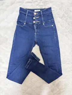 スキニーデニム ダークブルー 3ボタン