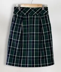MAJES チェック柄 台形スカート グリーン M 秋冬 上品