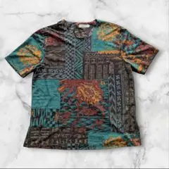 美品 VINVERT シャツ 半袖 アート柄 花柄 総柄 M
