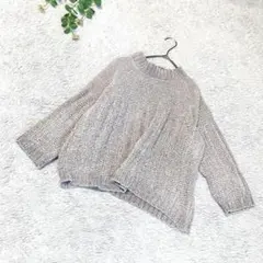 AuieF 長袖ニット　ショート丈　グレー　Ｍ　ハイネック　もこもこのサムネイル