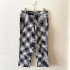 ☆【無印良品】クロップドパンツ 7分丈 ギンガムチェック ストレッチ有 綿混61のサムネイル