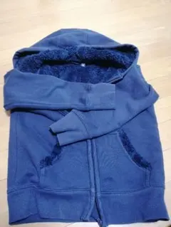 UNIQLOネイビー フリース内側 ジップアップパーカー 140cm