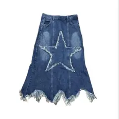 Y2K グランジ　デニムロングスカート 星型デザイン