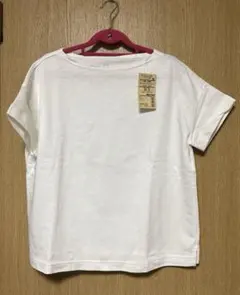 無印良品　太番手天竺編みボートネックワイドＴシャツ　半袖　白
