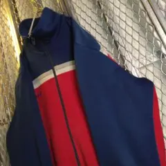 【70s80s西ドイツオールドアディダス★トラックジャケット】紺×赤(白灰）M