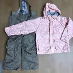 最終値下げ！子ども用スキーウェアセット（ピンク・カーキ）140