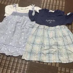 水色と白の花柄ワンピース