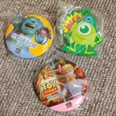 くら寿司 ピクサー ビックらポン ラバーマスコット、缶バッジ