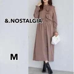 【新品】ノスタルジア　レイヤード　フリルワンピース　長袖　ブラウン　M