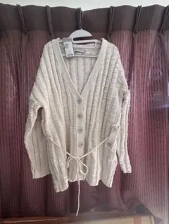 アイボリー 100%コットン カーディガン フリーサイズ