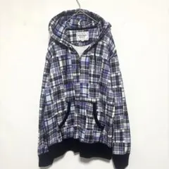OLD UNIQLO 00's パーカー XL 総柄 チェック フルジップ
