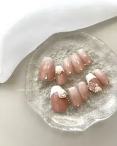 ネイルチップ　ブライダル　ワンホン　フレンチ　ベイビーブーマー　綺麗　結婚式