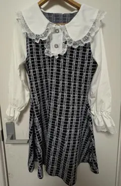 チェック柄長袖ミニワンピース 地雷系 量産型