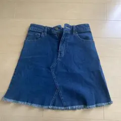 【3月末出品終了】デニムスカート フリンジ裾 F