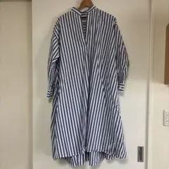 ジャーナルスタンダード　ストライプ 長袖シャツワンピース　ノーカラー