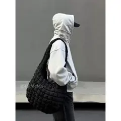 キルティング ビッグショルダーバッグ 黒 メンズ レディース プチプラ 新品