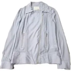 MOUSSY レーヨン100% ライダース風ジャケット ライトブルー 薄手 春夏のサムネイル