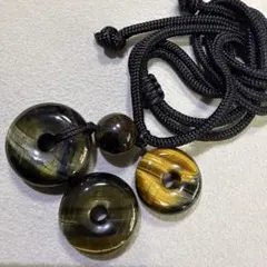 タイガーアイ　天然石パーツ　ペンダント　ピーディスク　ドーナツパーツ