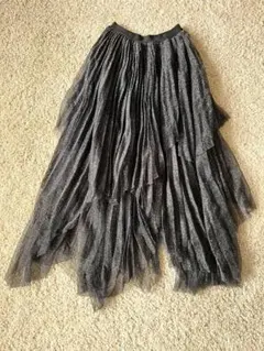 プリーツスカート　レイヤード　ロングスカート