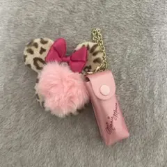 ディズニー ミニー　ヒョウ柄　リップケース　ミラー