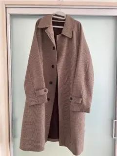 LE GLAZIK リバーシブルロングコート ブラウン チェック柄 bshop 