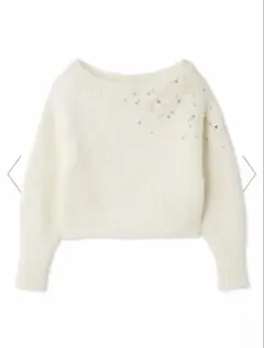 FRAY I.Dアルパカシャギービジューオフショルニット