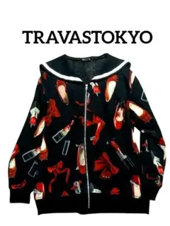 美品　TRAVASTOKYO メイデンプリント セーラーZIPブルゾン　黒総柄