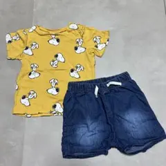 H&M PEANUTS スヌーピー セットアップ 90 シャツ ショートパンツ