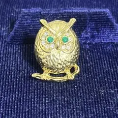ブローチ ピン 梟　フクロウ　金色　ゴールド　鳥　バード