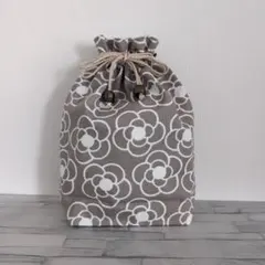 巾着袋　グレー　カメリア