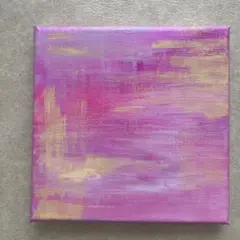 抽象画 ピンク×パープル 原画｜アクリル画｜一点物｜癒し・15cm x 15cm
