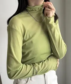 GeeRA メローハイネックアソートシアートップス 長袖 グリーン