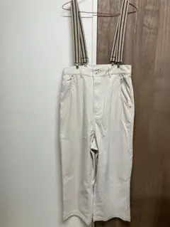 アイボリー サロペット ストライプサスペンダー