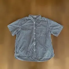 GU 白黒チェック柄　半袖シャツ　XL