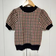 新品　GRL 　千鳥格子柄　パフスリーブ