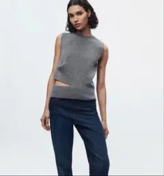 ZARA 新品未使用♡ウールブレンド ニットベスト カットアウト