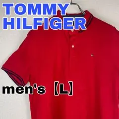 Z165【TOMMY HILFIGER】半袖ポロシャツ【メンズL】 レッド