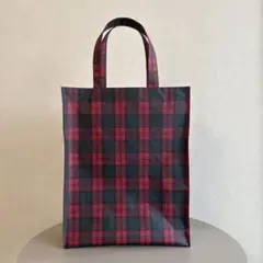 ハンドメイド　紙袋タイプ　ラミネートバッグ　A4サイズ タータンチェック