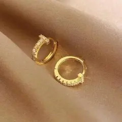 Tリング ゴールド フープ ループ Tワイヤー ピアス 結婚式 パーティー 