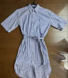 ポロラルフローレン デニムシャツワンピース リボンベルト ポニー刺繍