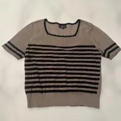 SONIA ベージュと黒のストライプ 半袖ニット 38