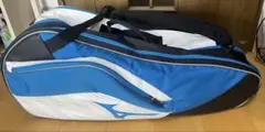 [美品]Mizuno ラケットバッグ 青/白 大容量