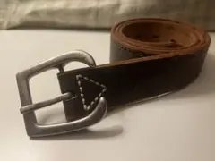 LDS レザー ベルト ブラウン スタッズ付き