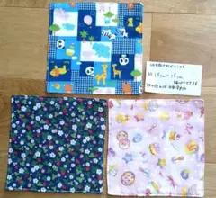 動物　小花柄　スイーツ　15×15　ガーゼハンカチ　3枚