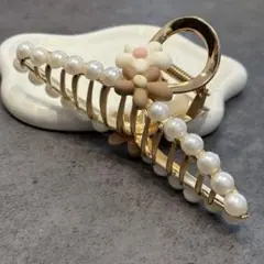 ヘアクリップ　花　シンプル　髪留め　ゴールド　韓国　オケージョン　バレッタ